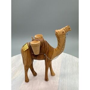 Hand-Carved Olive Wood Camel Figurine From Bethlehem With Chain A. Klein
